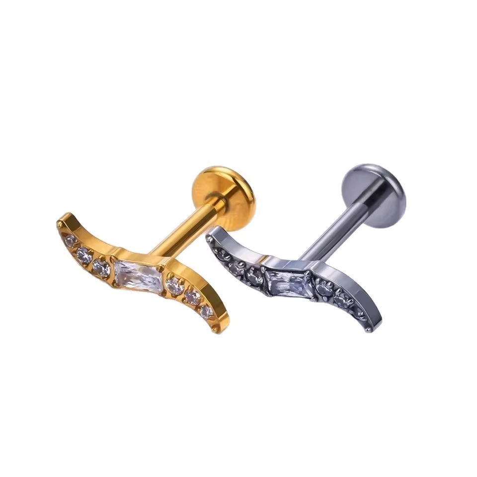 Titanium Internal Thread Cubic Zirconia Stud Earrings Women Enhances Rook Cartilage Ear Piercing