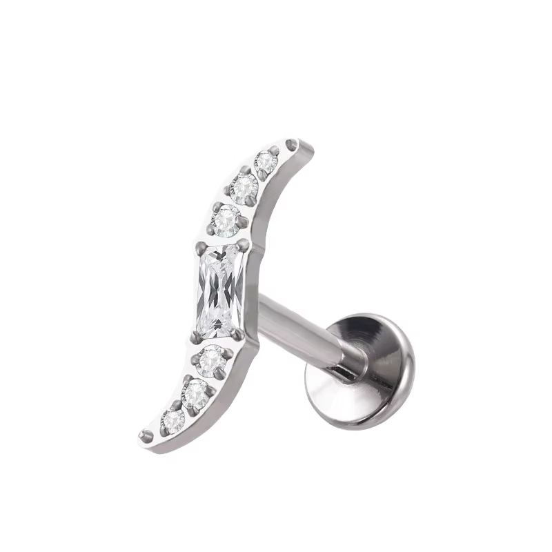 Titanium Internal Thread Cubic Zirconia Stud Earrings Women Enhances Rook Cartilage Ear Piercing