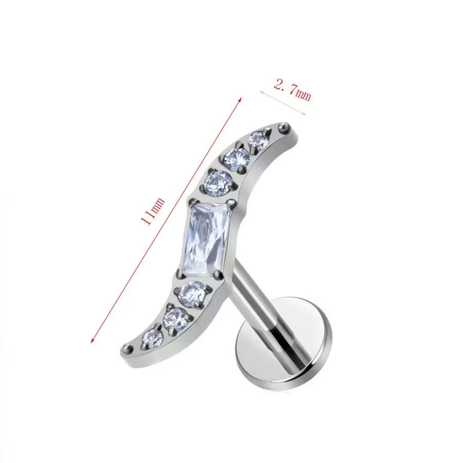 Titanium Internal Thread Cubic Zirconia Stud Earrings Women Enhances Rook Cartilage Ear Piercing
