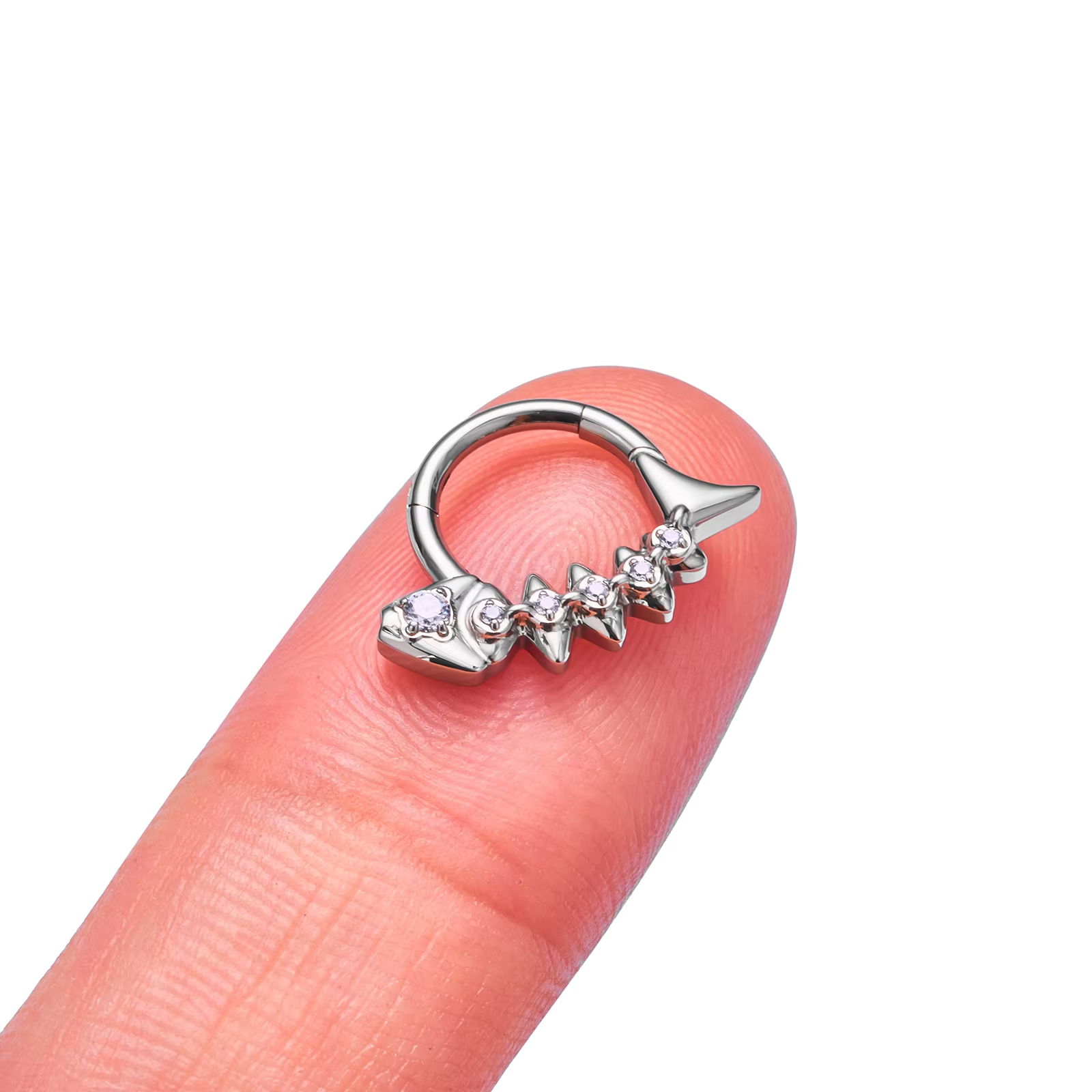 Titanium Piercing Fish Shape Septum Hoop Ring Nose Hinged Clicker Ear Tragus Ear Daith Tragus Helix Women Body Jewelry