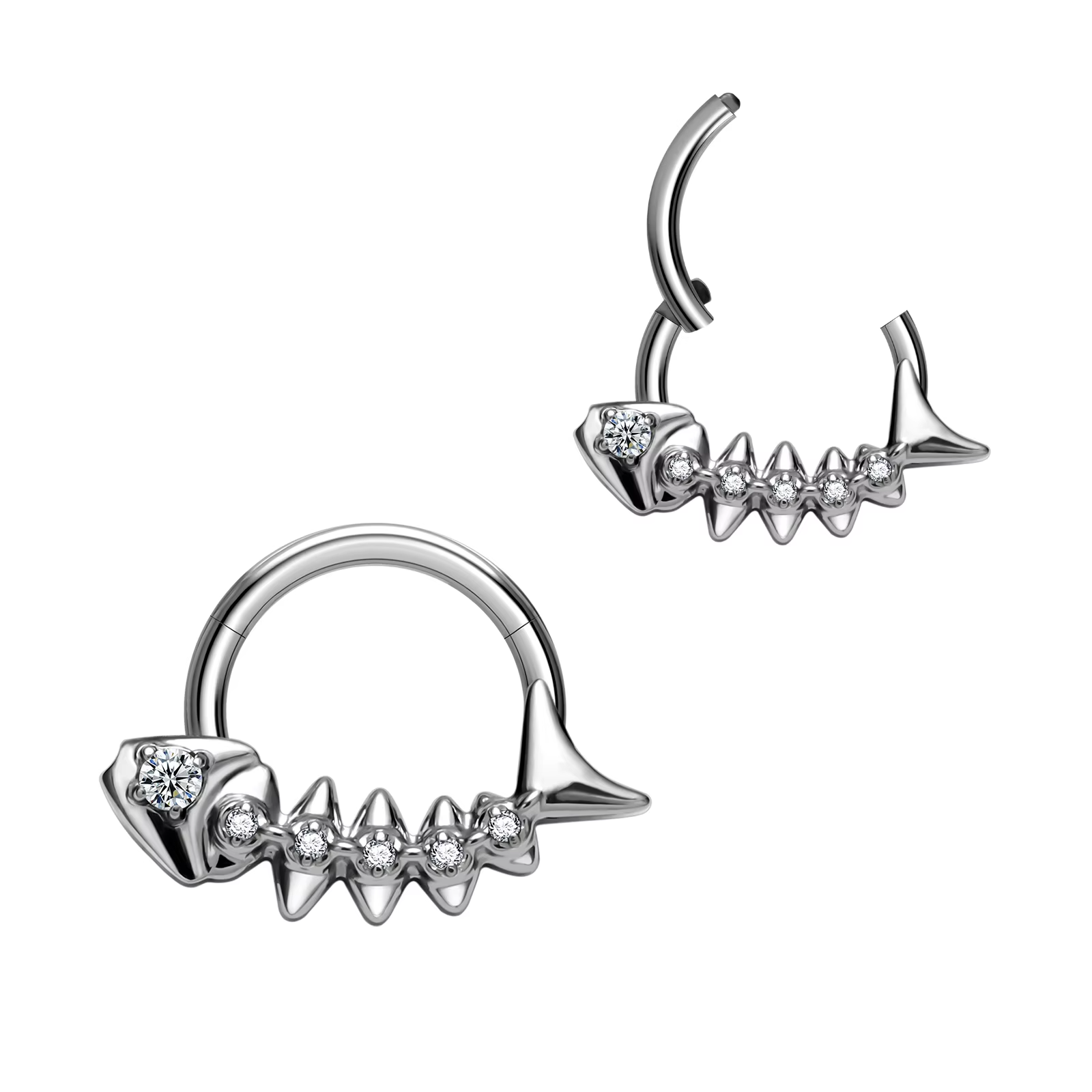 Titanium Piercing Fish Shape Septum Hoop Ring Nose Hinged Clicker Ear Tragus Ear Daith Tragus Helix Women Body Jewelry