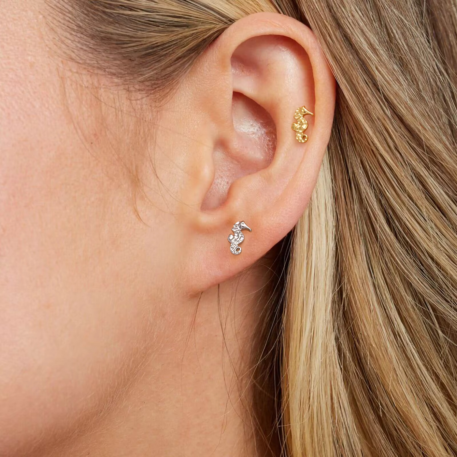 Titanium Seahorse Shape Septum Hoop Piercing Nose Stud Labret Cartilage Tragus Helix Lobe Earring Body Jewelry