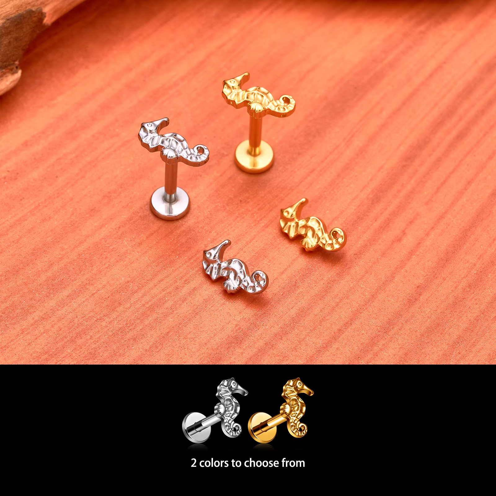 Titanium Seahorse Shape Septum Hoop Piercing Nose Stud Labret Cartilage Tragus Helix Lobe Earring Body Jewelry