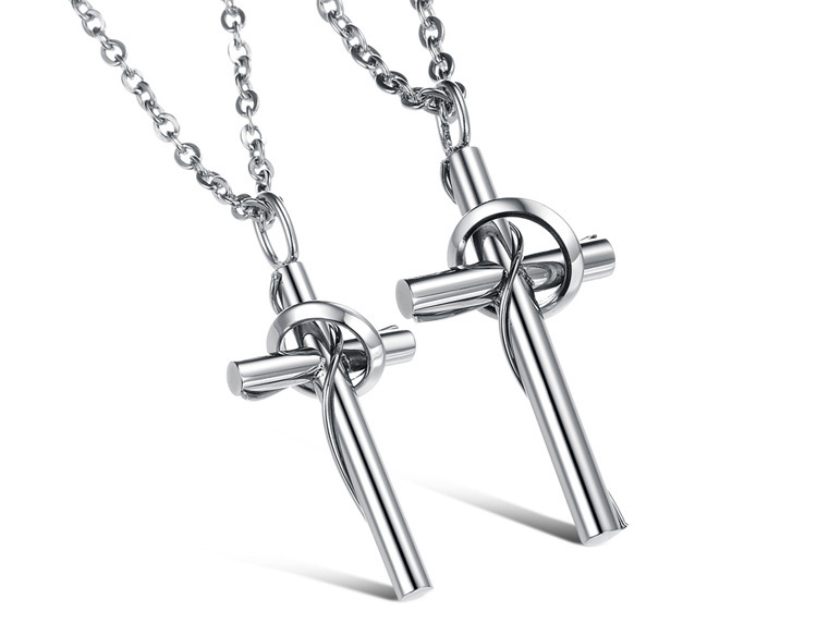 Titanium Steel Couple Cross Necklace stainless steel Pendant Chain cross jewelry for Men and Women Gifts