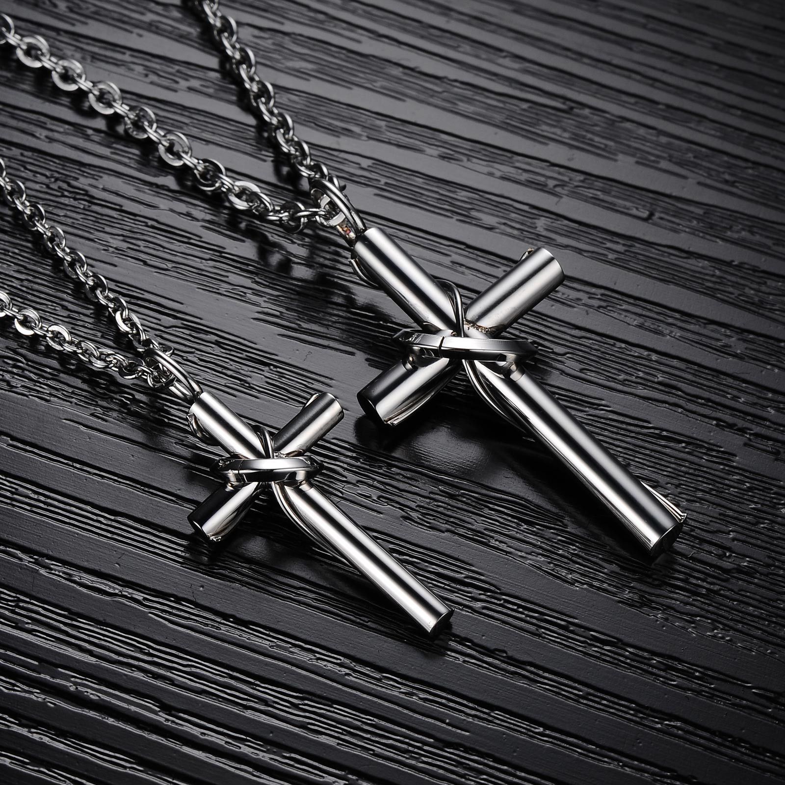 Titanium Steel Couple Cross Necklace stainless steel Pendant Chain cross jewelry for Men and Women Gifts
