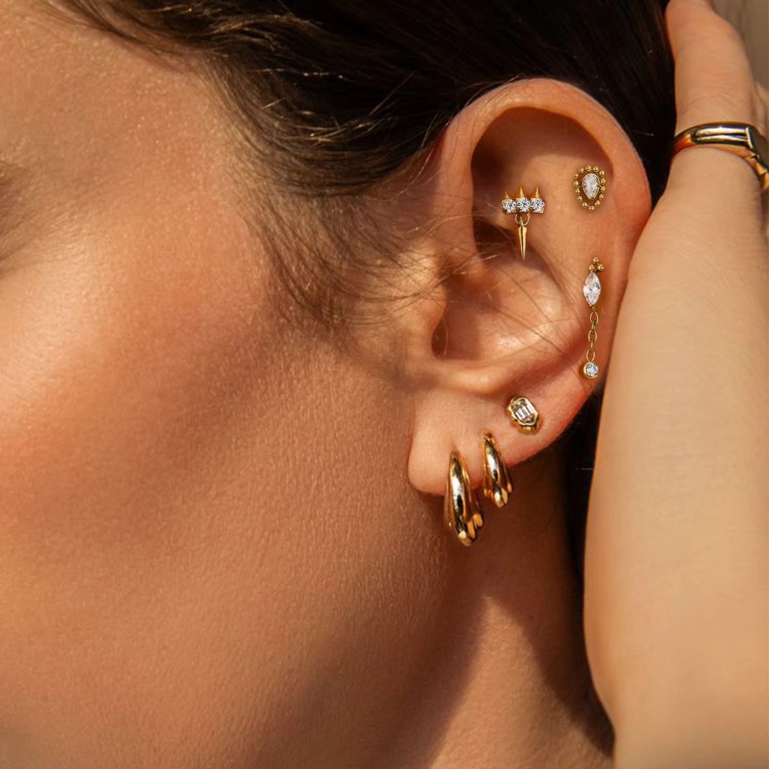 Titanium Tragus Conch Helix Piercing Jewelry Threadless Flat Back Stud Cartilage Earrings