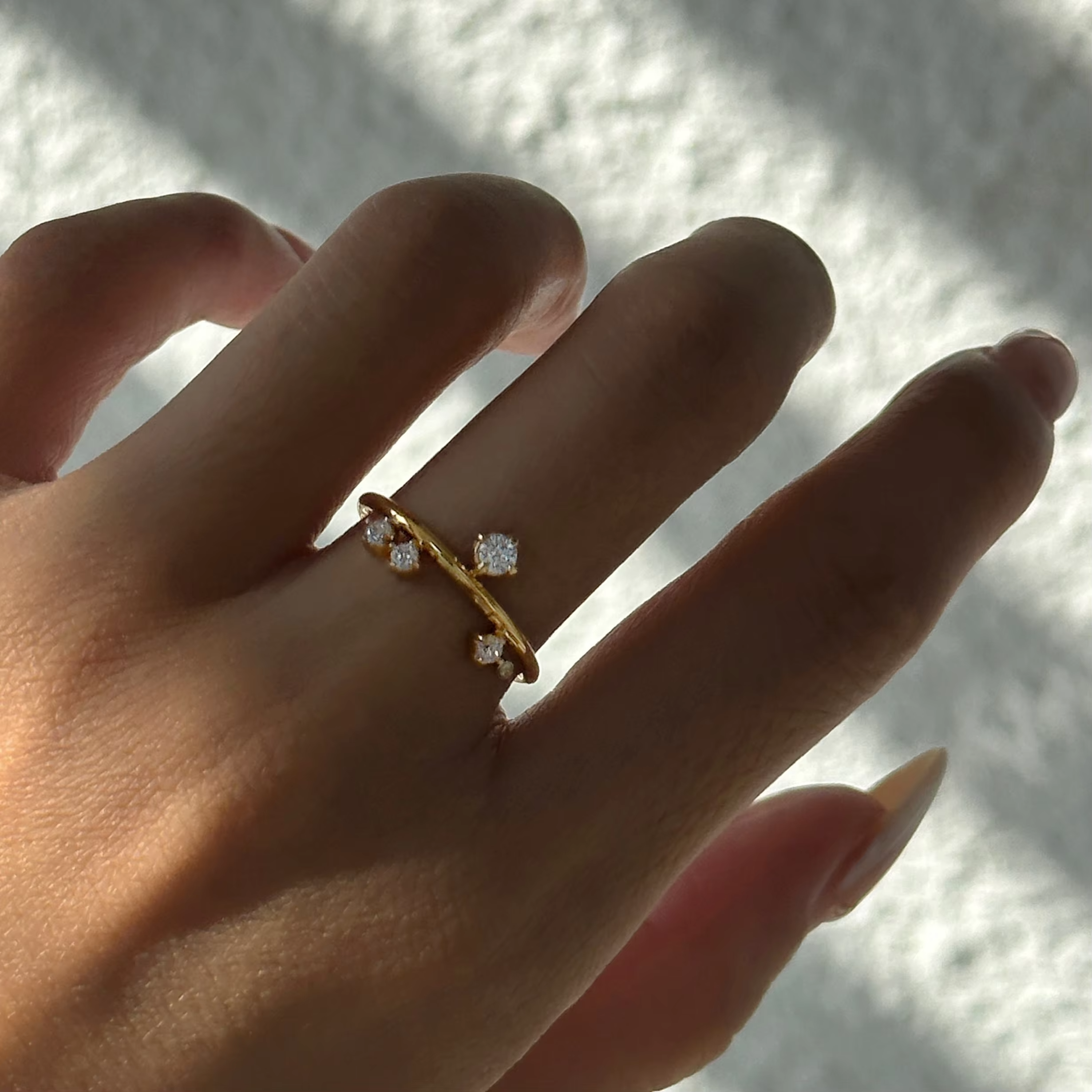 Trendy 18K PVD Gold Plated Stainless Steel Bouquet Zircon Ring for Women