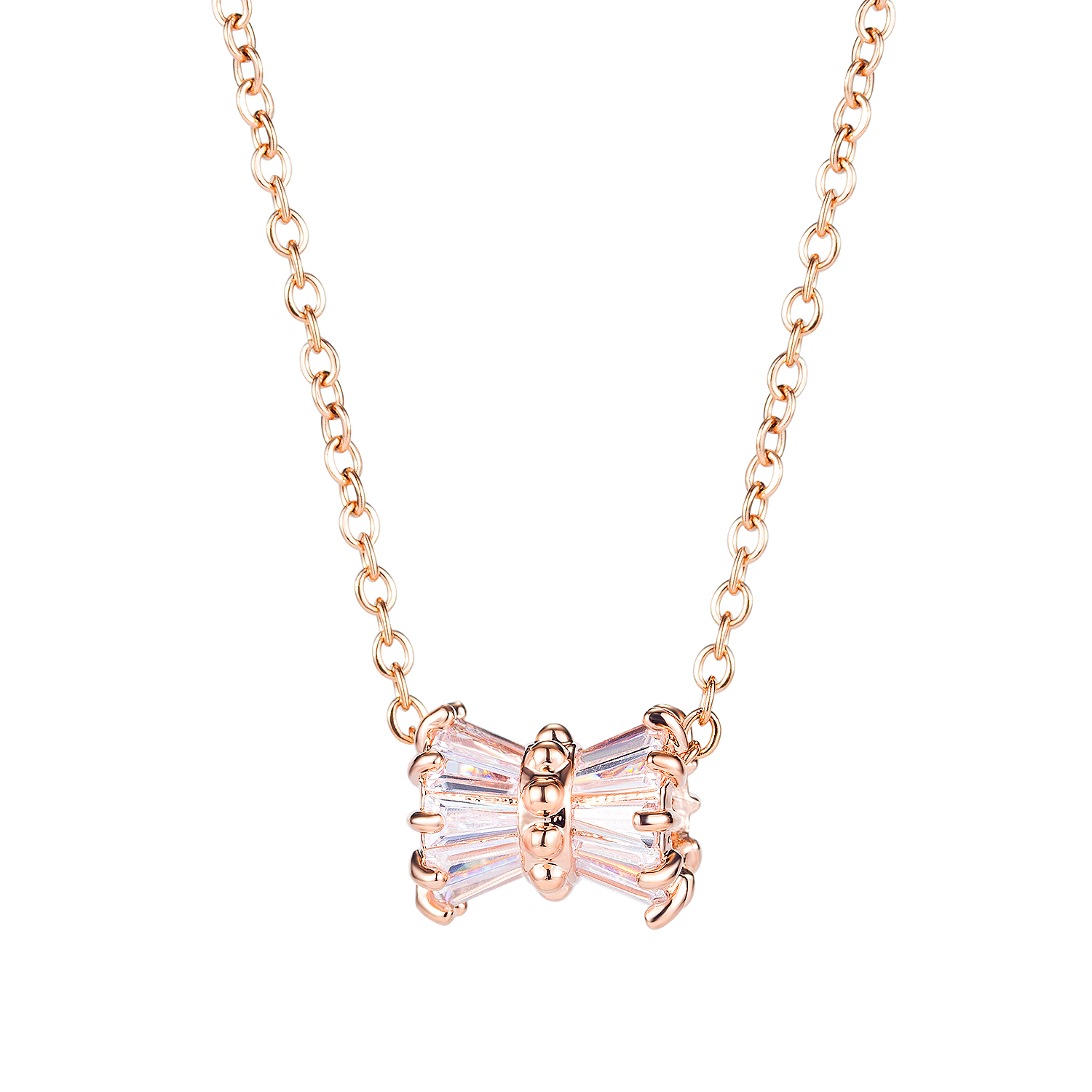 Trendy Delicate Zircon 316L Stainless Steel Women Necklace Gold Jewelry