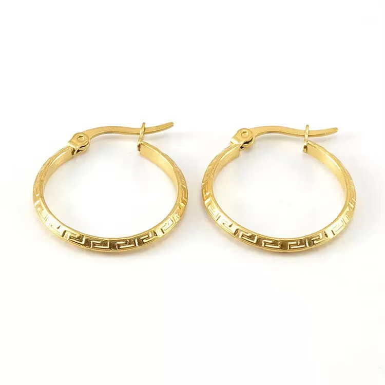 Trendy Fashion Tarnish Free 18K Gold Plated Stainless Steel Hoop Earring Women's Wholesale Earrings