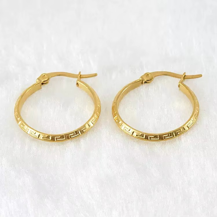 Trendy Fashion Tarnish Free 18K Gold Plated Stainless Steel Hoop Earring Women's Wholesale Earrings