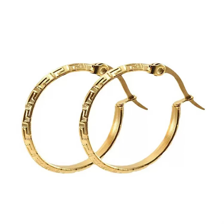 Trendy Fashion Tarnish Free 18K Gold Plated Stainless Steel Hoop Earring Women's Wholesale Earrings