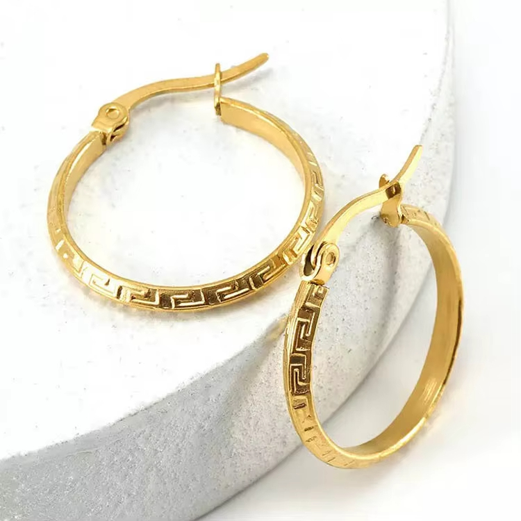 Trendy Fashion Tarnish Free 18K Gold Plated Stainless Steel Hoop Earring Women's Wholesale Earrings