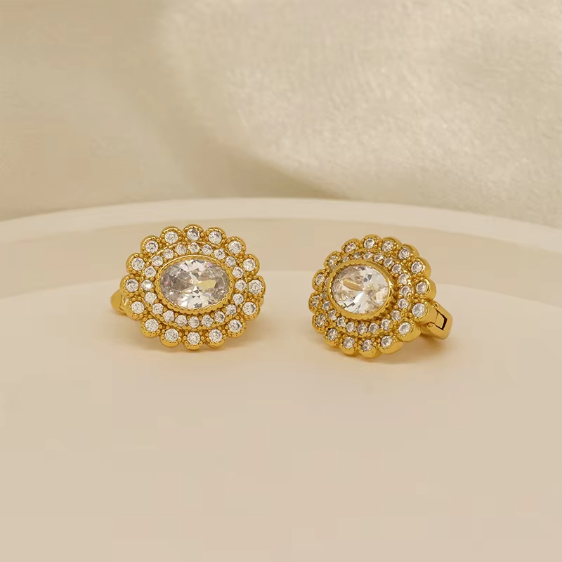 Trendy Gold Plated Cross Snake Shape Brass Jewelry Hoop Earrings With Zircon