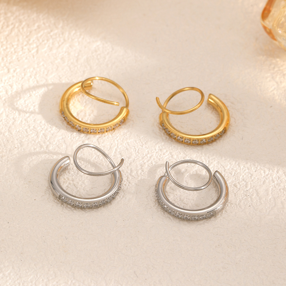 Trendy New Arrival 18K Gold Plated Earrings Stainless Steel Zircon Geometric Stud Earrings Jewelry Gift for Women