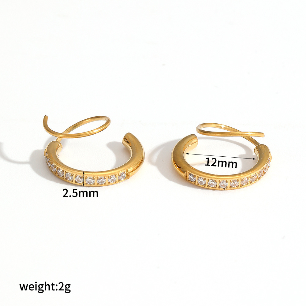 Trendy New Arrival 18K Gold Plated Earrings Stainless Steel Zircon Geometric Stud Earrings Jewelry Gift for Women