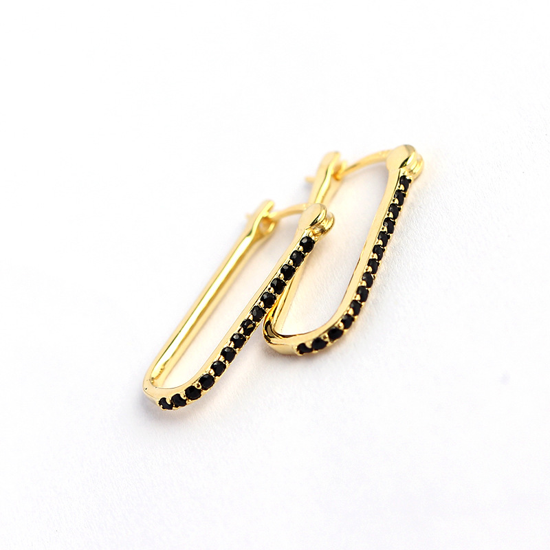 Trendy Simple Gold Zircon 925 Sterling Silver Hoop Earrings Women Allergy Prevent Party Christmas Jewelry