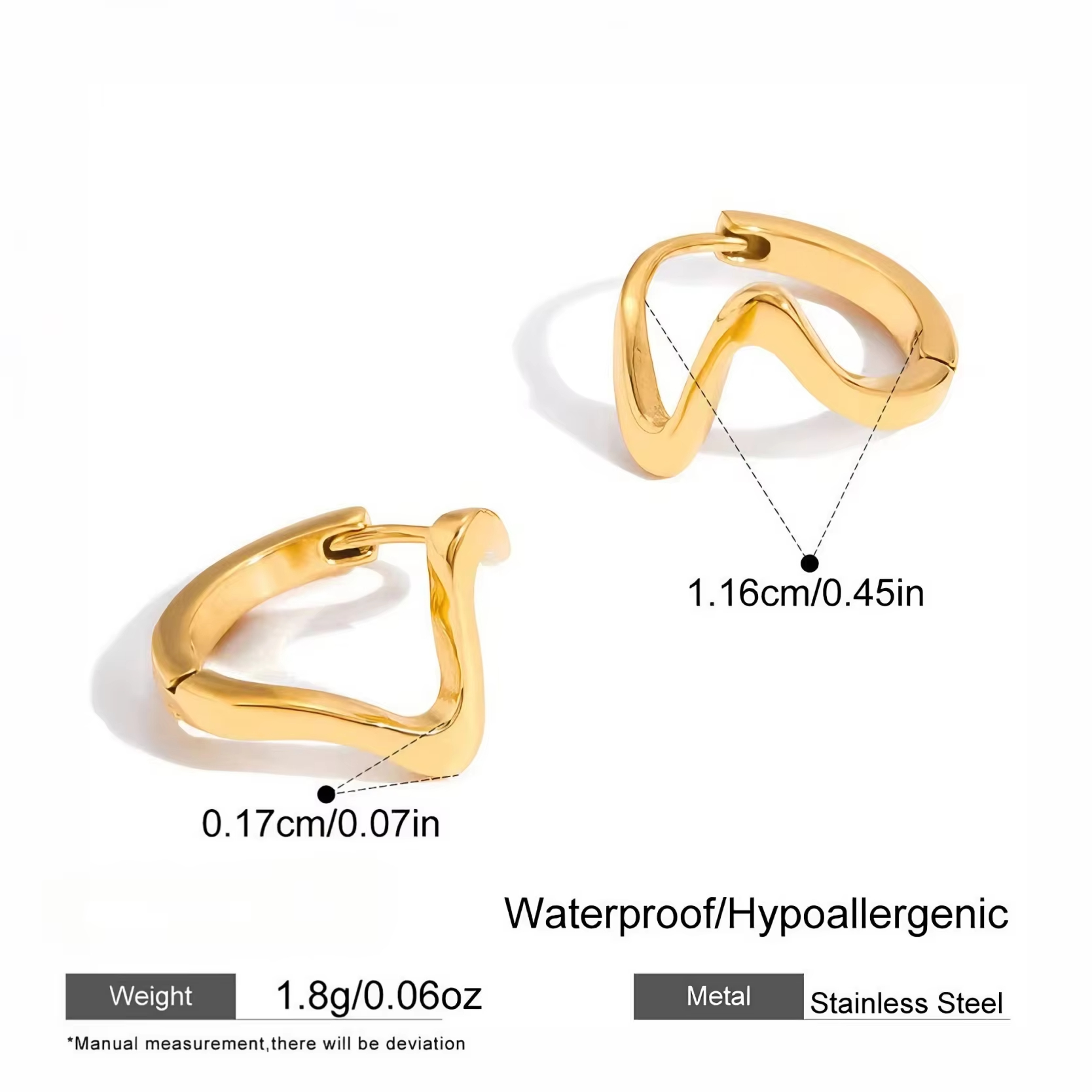 Trendy Stainless Steel Irregular Earrings Women Fashion Ear Minimalist Classic Gold Plated Wave Hoop Earring Jewelry