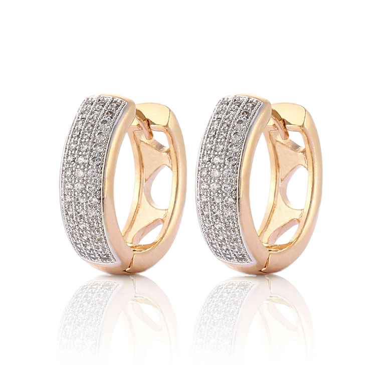 Trendy Zircon Alloy Hollow Design Hoop Earrings with 18K Gold Plating for Women-Perfect Gift