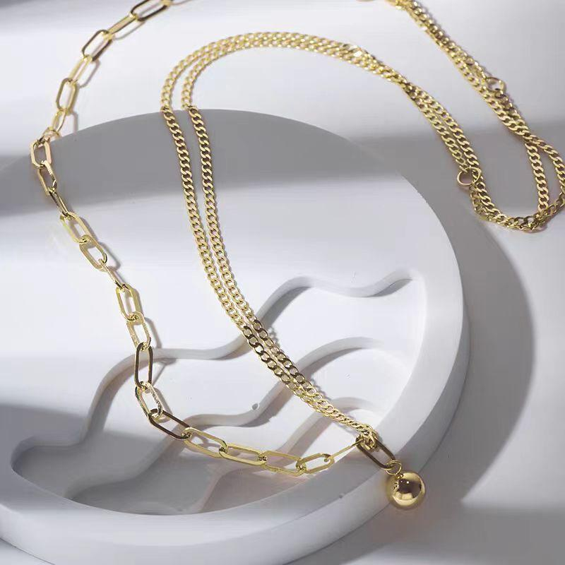 Triple Layer Chunky Gold Chain Necklace with Pendant – Statement Jewelry for Women