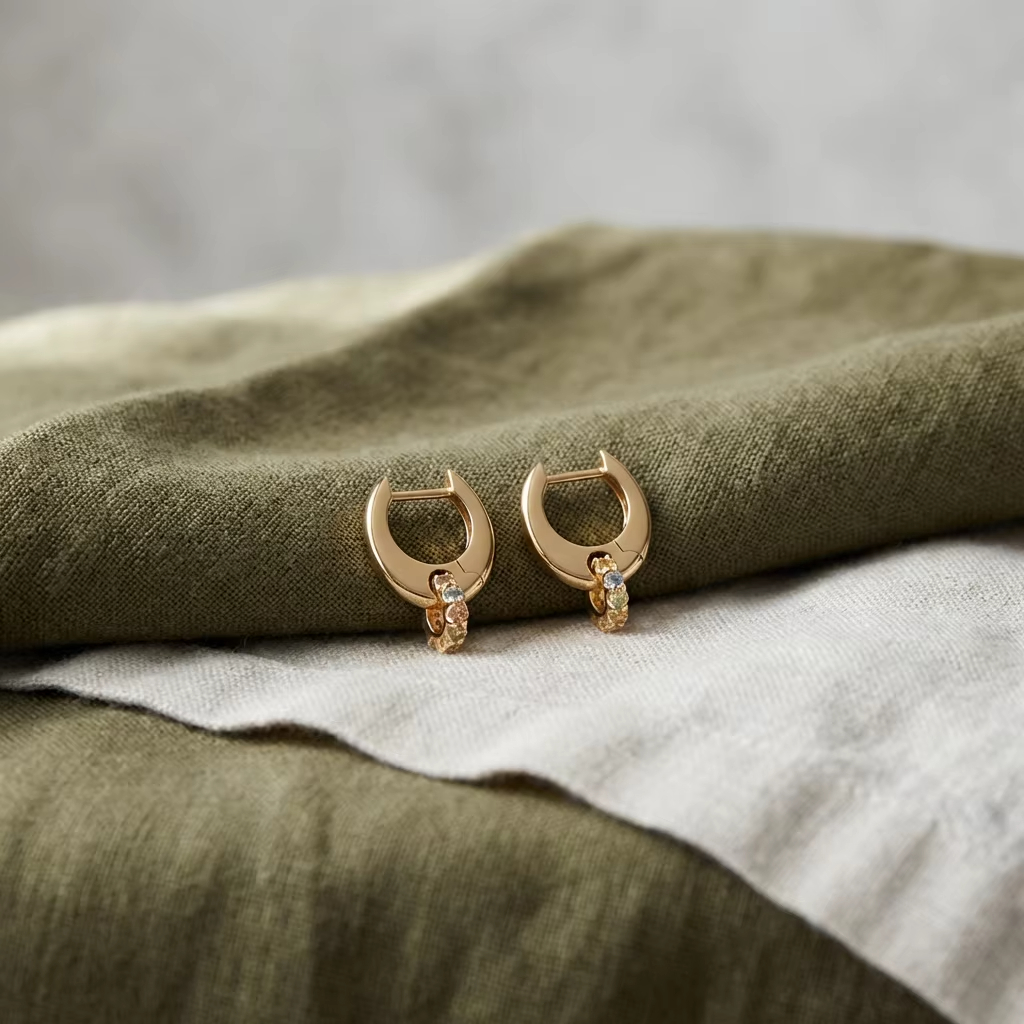 Undefined Personality Colorful Zirconia Double-Ring Sunlight Versatile Earrings Playful Unique Fine Jewelry