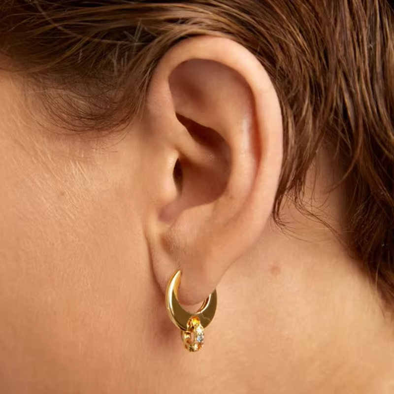 Undefined Personality Colorful Zirconia Double-Ring Sunlight Versatile Earrings Playful Unique Fine Jewelry