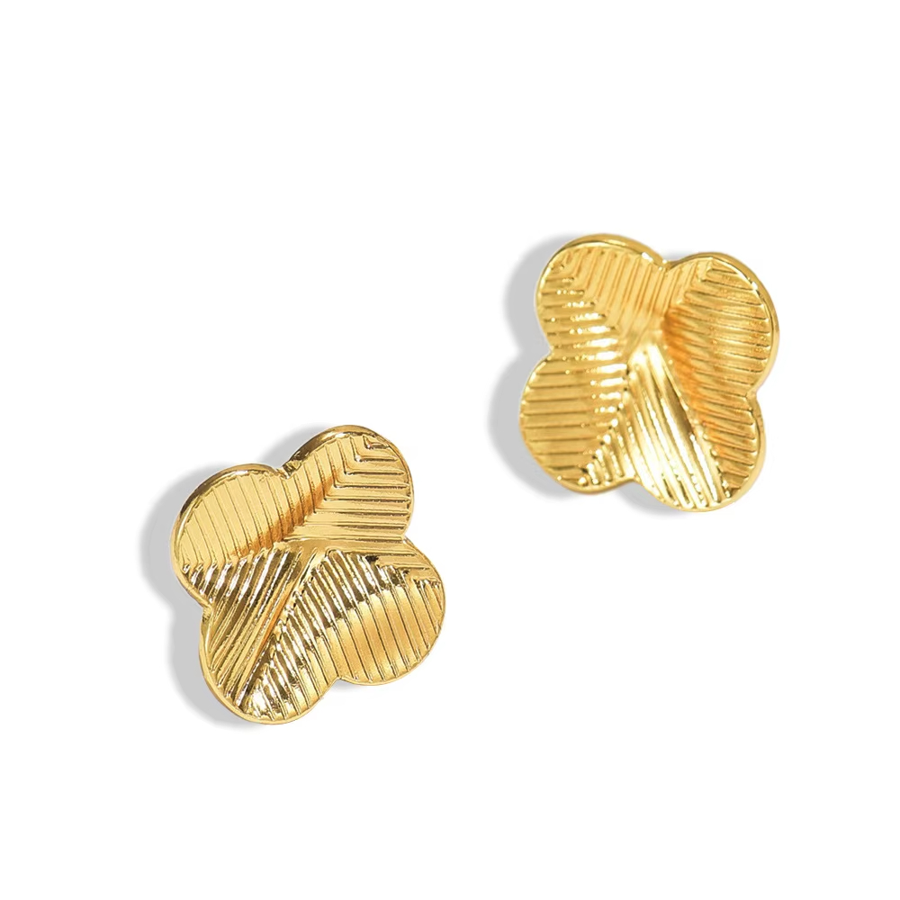 Valiana Fashion 4 Petal Clover Waterproof Bohemian Ear Pendant Earrings Jewelry Anti-oxidation Stainless Steel 18K Gold-plated