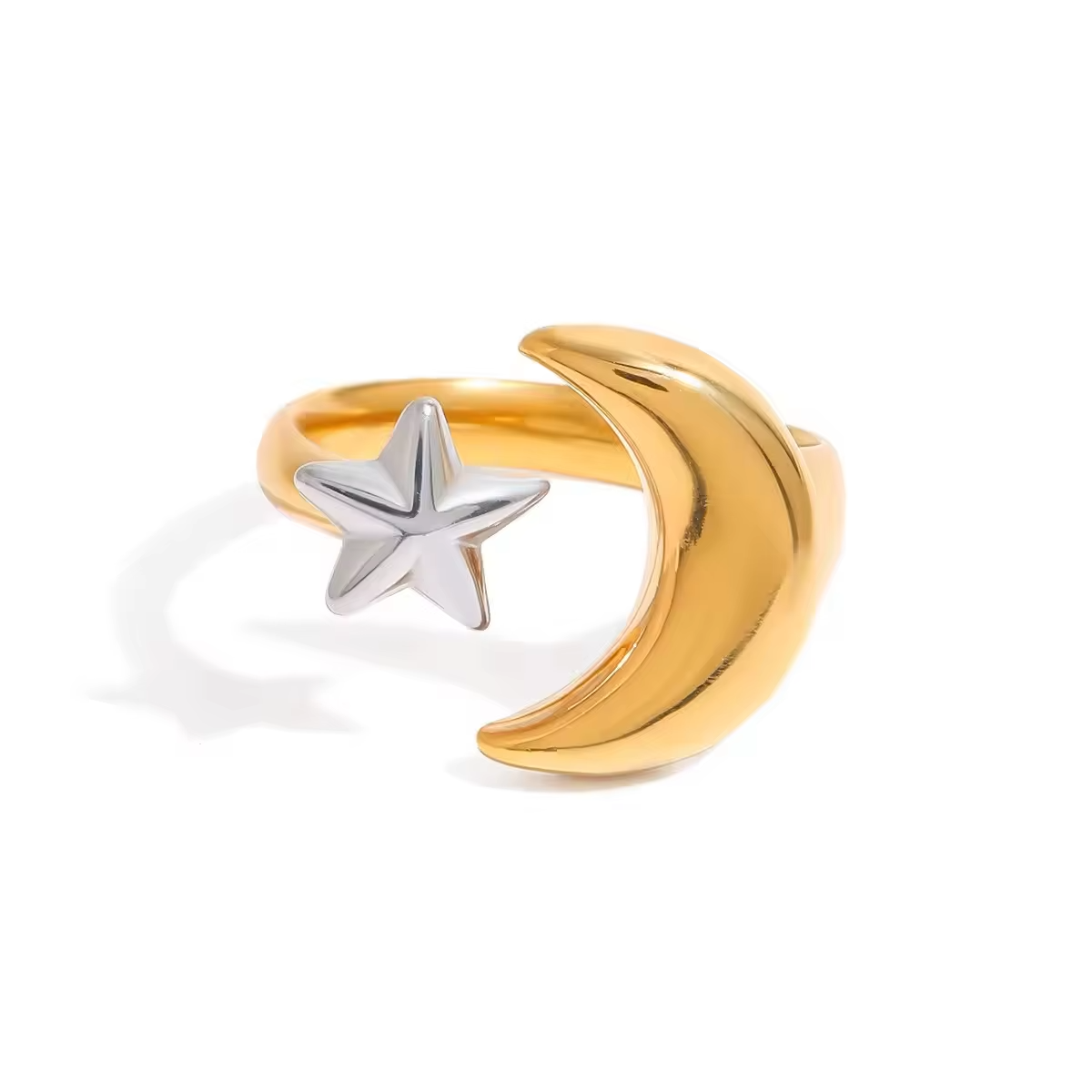 Vintage Sun Star Open Ring – 18K Gold Plated Stainless Steel Fashion Jewelry for Women