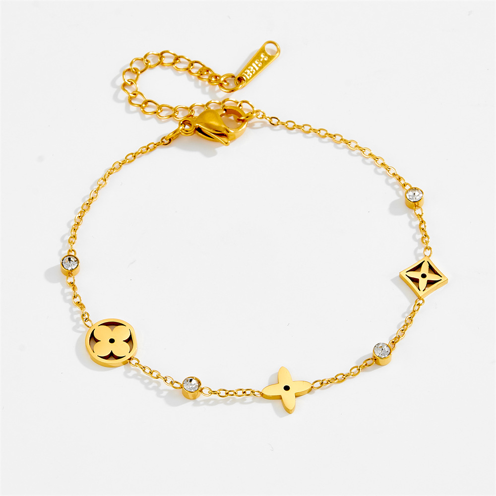 Gold Charm Stainless Steel Jewelry Sets for Women Necklace Bracelet Set Hypoallergenic Anti Tarnish Jewelry