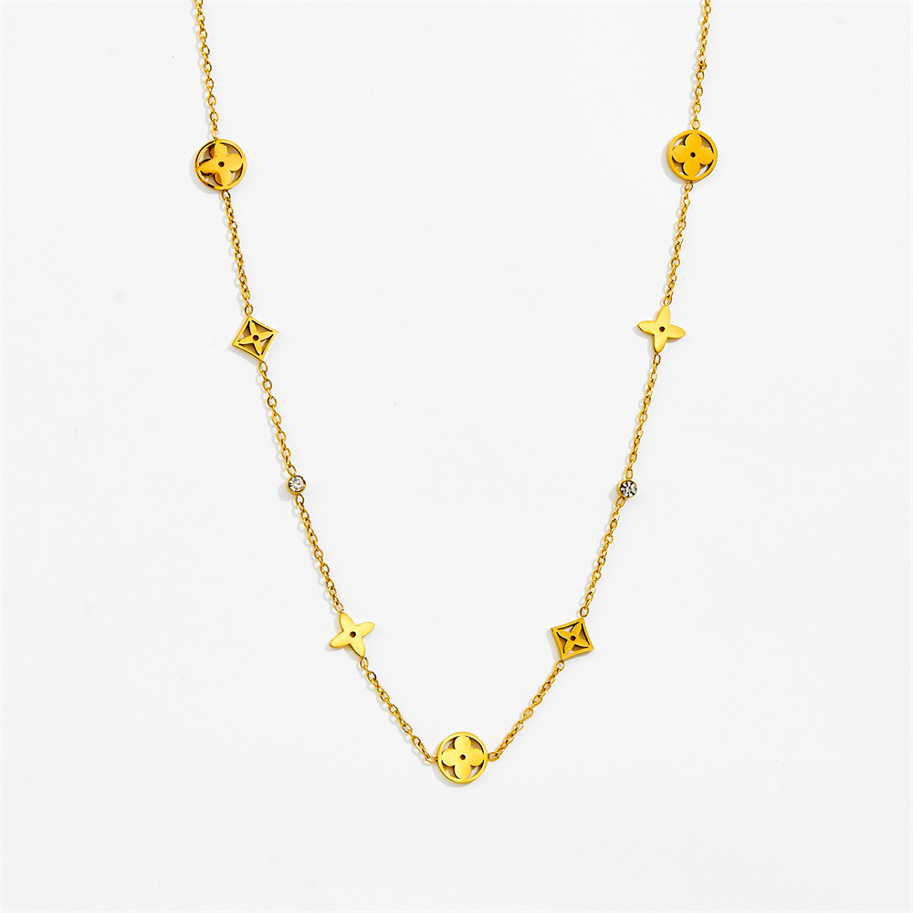 Gold Charm Stainless Steel Jewelry Sets for Women Necklace Bracelet Set Hypoallergenic Anti Tarnish Jewelry