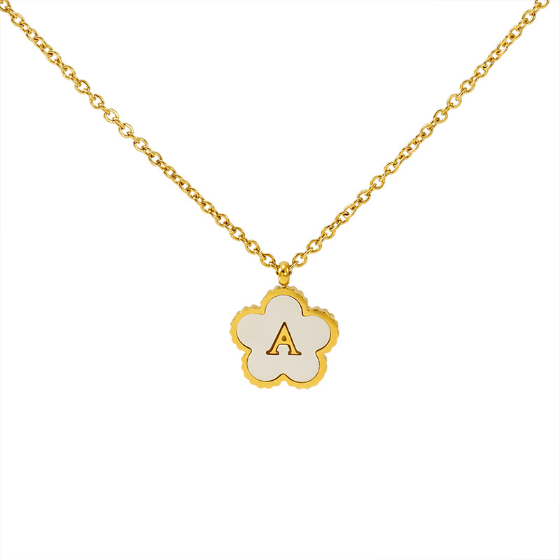 White Flower Girl Jewelry Wholesale Korea Fashion Gold Stainless Steel Necklace New Design Temperament Simple Choker
