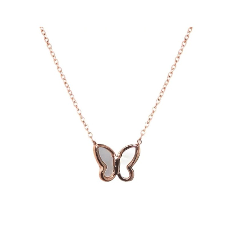 Delicate Titanium Steel Butterfly Pendant Necklace – Elegant Gold Chain for Women