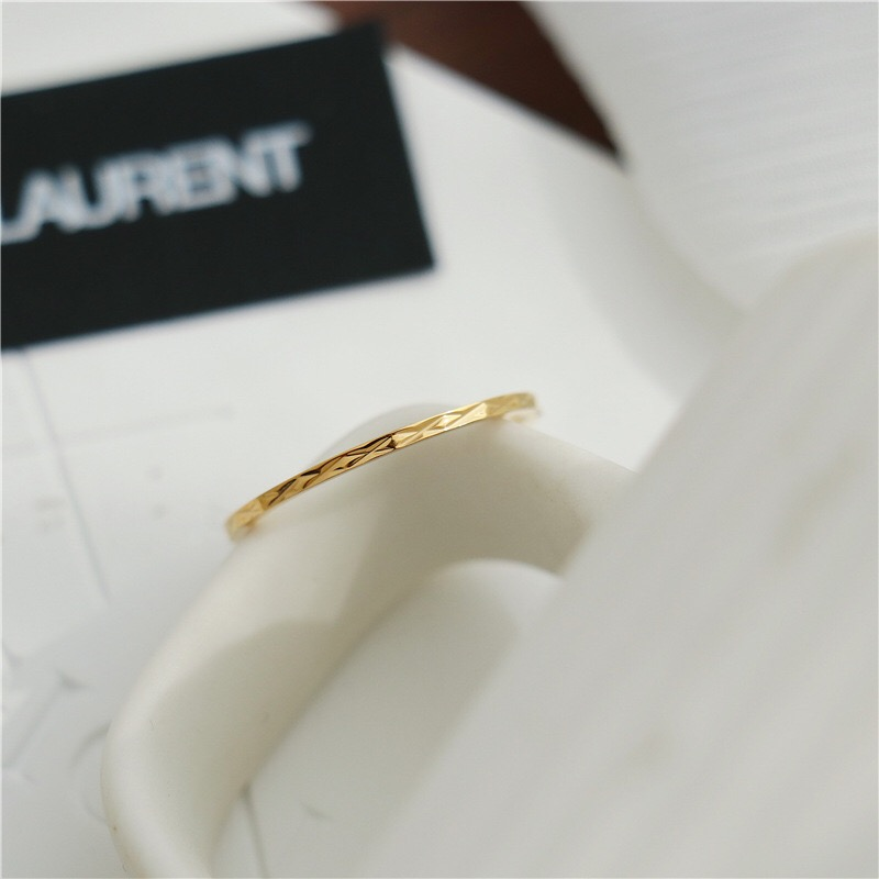 Wholesale 18K Gold Plated Stainless Steel Minimalist Glitter Ring Elegant Slim Women Jewelry