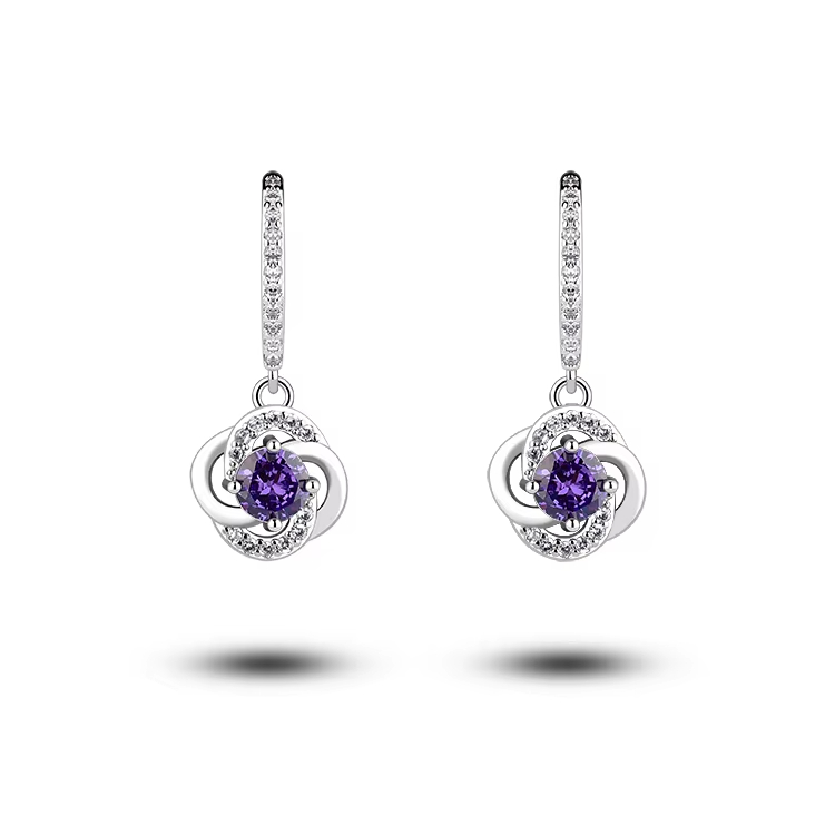 Wholesale 925 Silver Jewelry Luxury Crystal Earrings Leaf Evening Wedding Silver Earrings