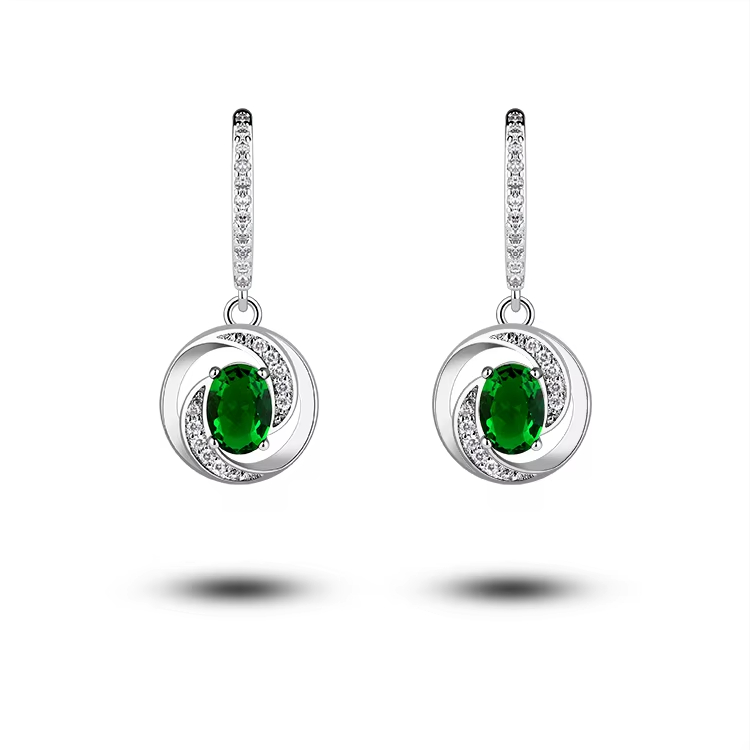 Wholesale 925 Silver Jewelry Luxury Crystal Earrings Leaf Evening Wedding Silver Earrings