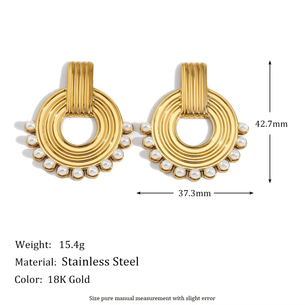 Wholesale Fashion Stud Earrings Animal Shape Stainless Steel Plated 18K Gold Imitation Pearl Women