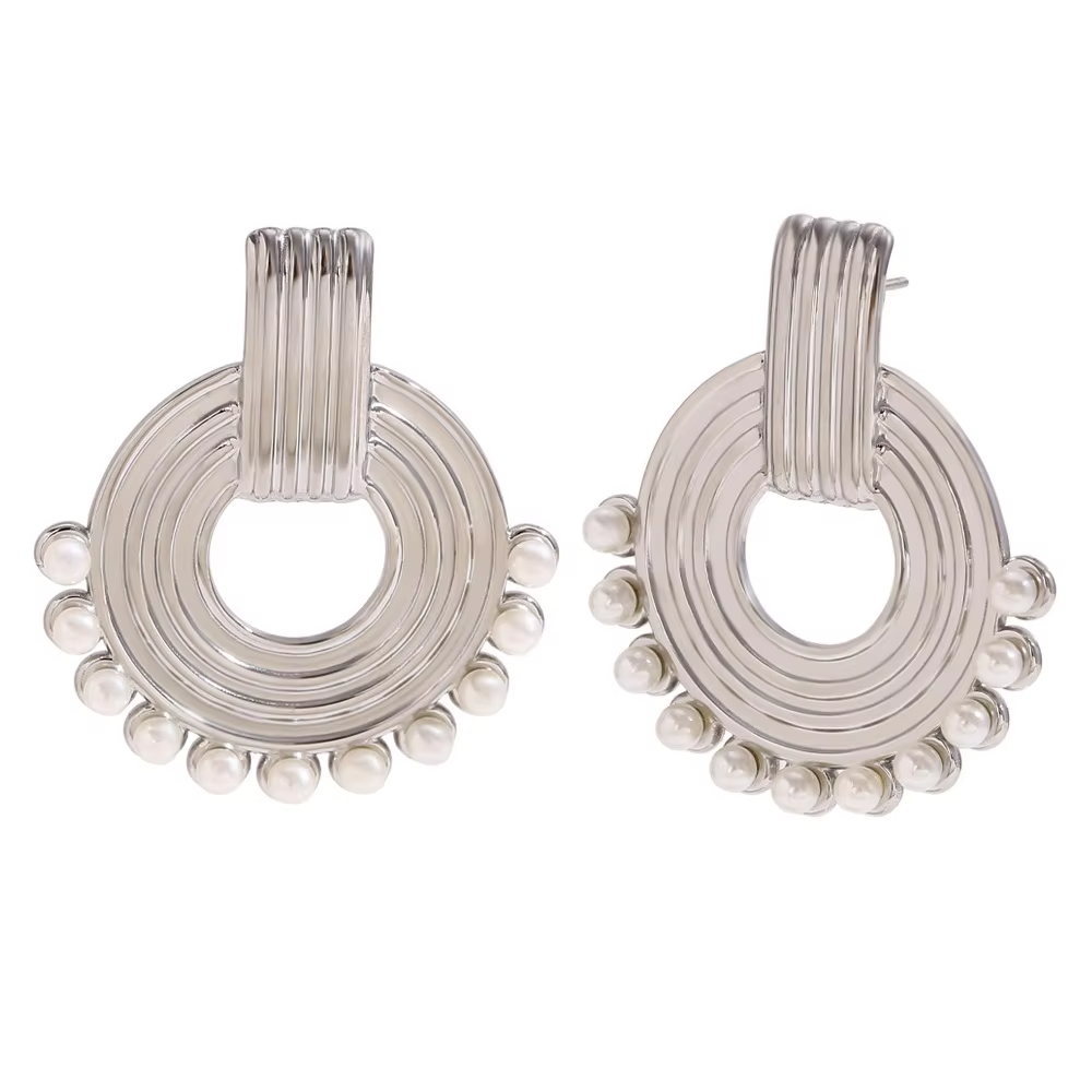 Wholesale Fashion Stud Earrings Animal Shape Stainless Steel Plated 18K Gold Imitation Pearl Women