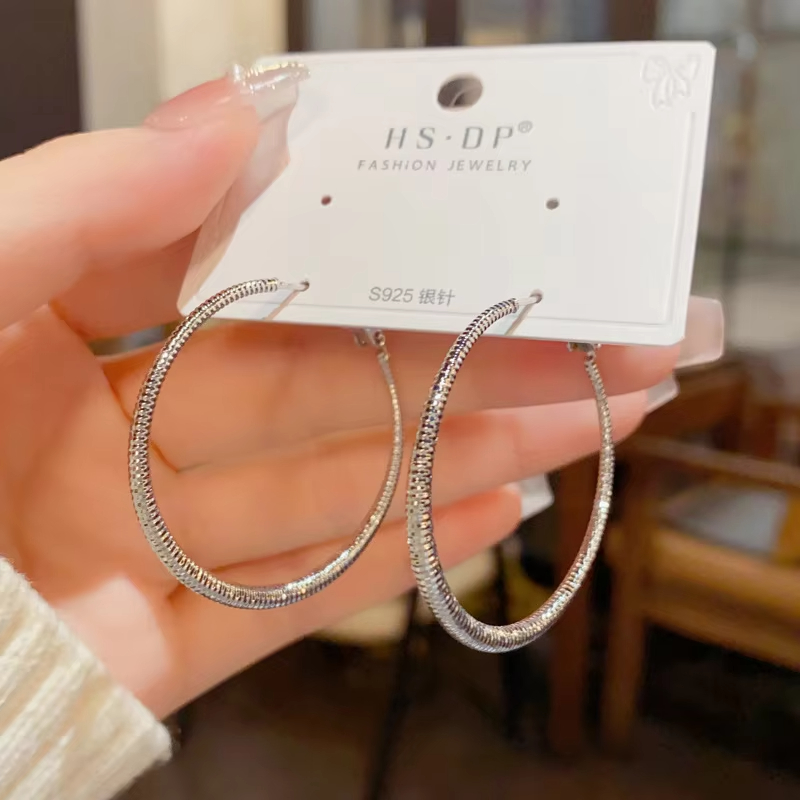 Wholesale Fine Hoop Earrings High-End Minimalist Versatile Trendy Exaggerated Metal Large Hoop Personality Fashion