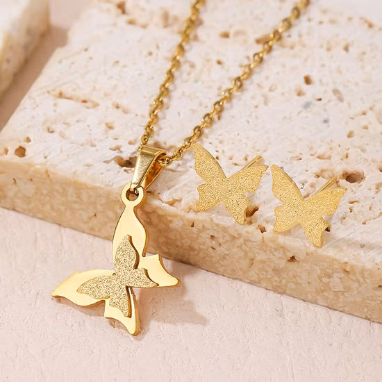 Wholesale Gold Plated Stainless Steel Butterfly Design Jewelry