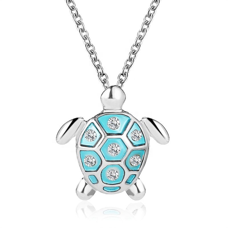 Wholesale Jewelry Stainless Steel Ocean Turtle Simple Opal Necklaces Customized Wholesale Gift for Women