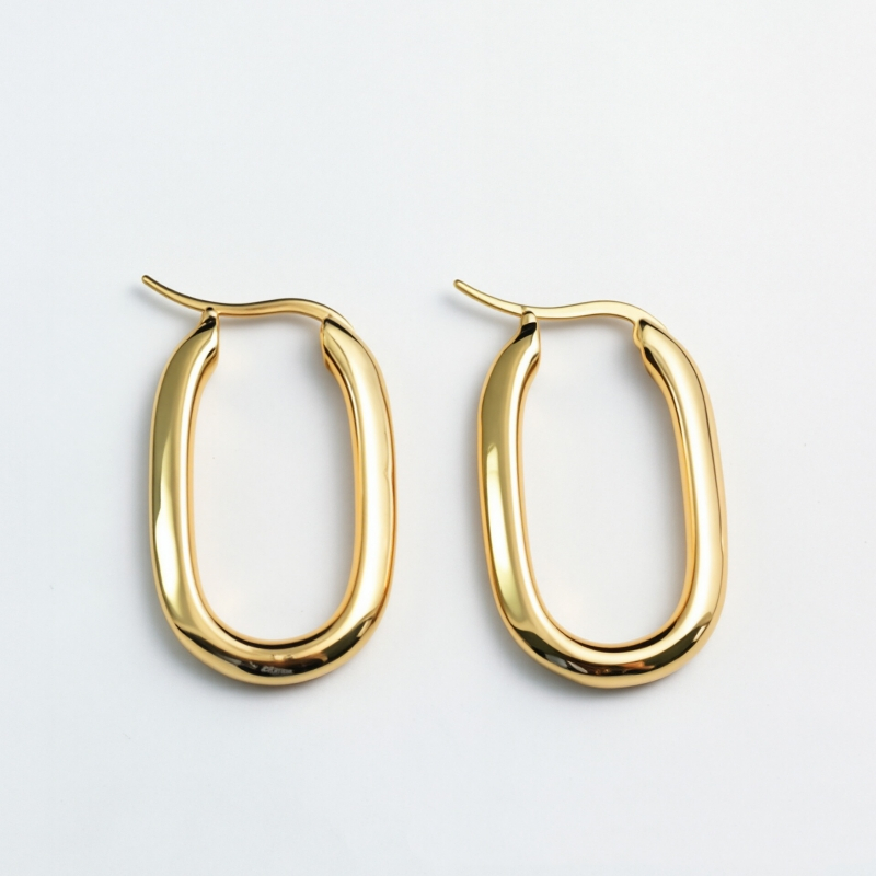 Wholesale Korean Geometry Gold Plated Brass Hoop Earring for Women
