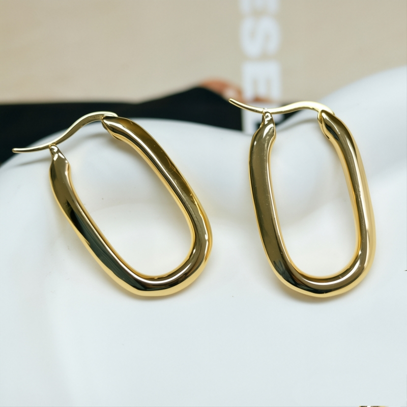 Wholesale Korean Geometry Gold Plated Brass Hoop Earring for Women
