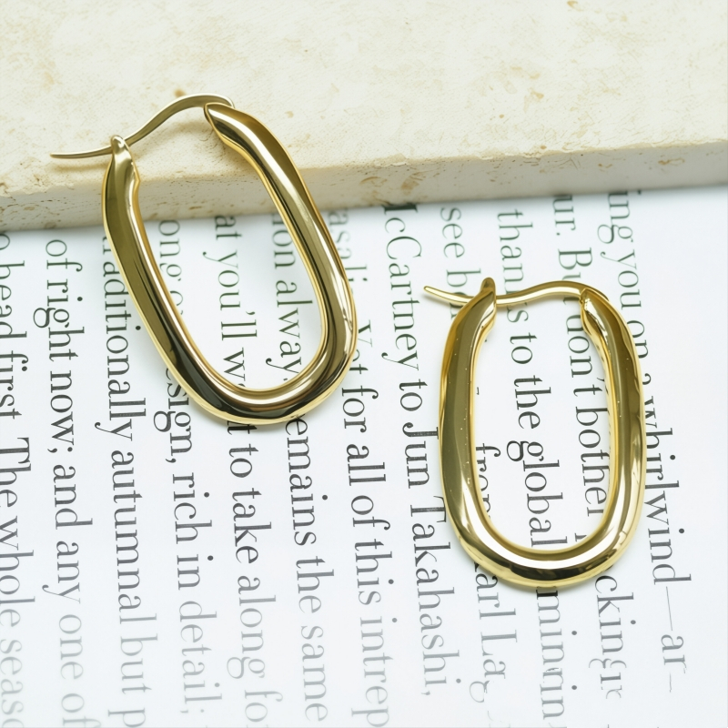 Wholesale Korean Geometry Gold Plated Brass Hoop Earring for Women