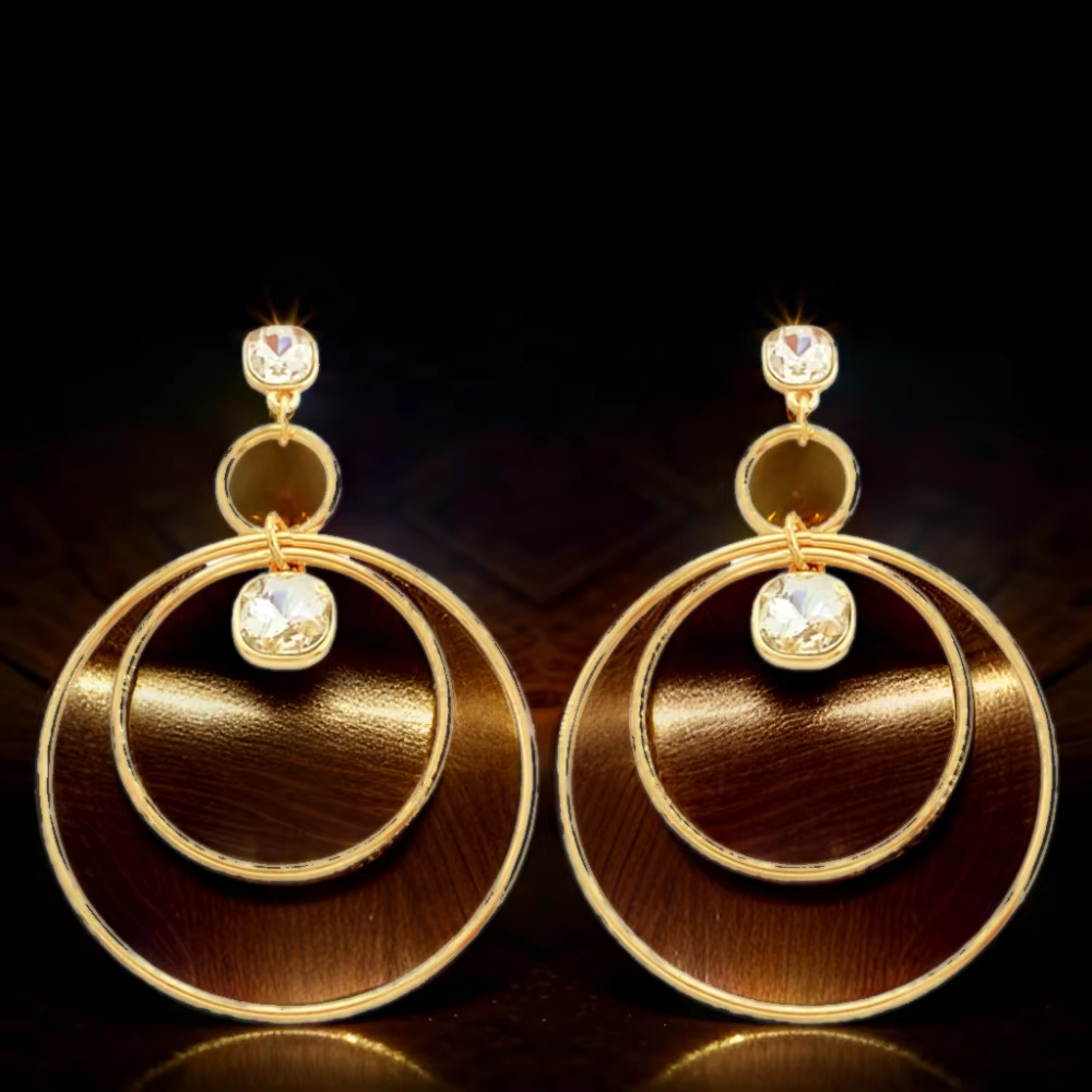 Wholesale New Features Design Geometric Gemstone and Crystal Gold Plated Stud Earrings for Women Fashion Jewelry Collection