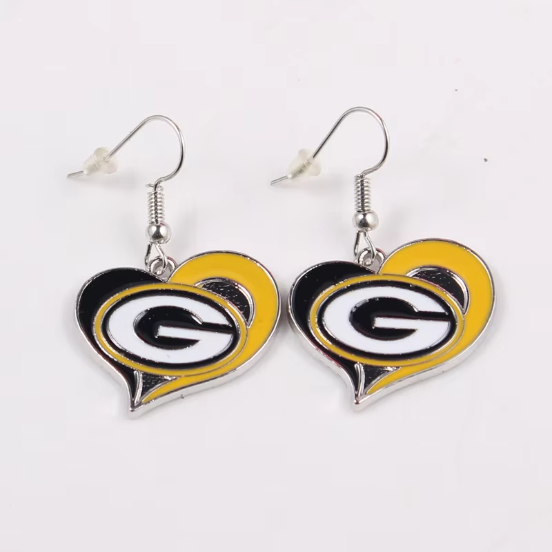 Wholesale Us Football Team Peach Heart Enamel Alloy Metal Charms Nfl Team Chiefs Earrings