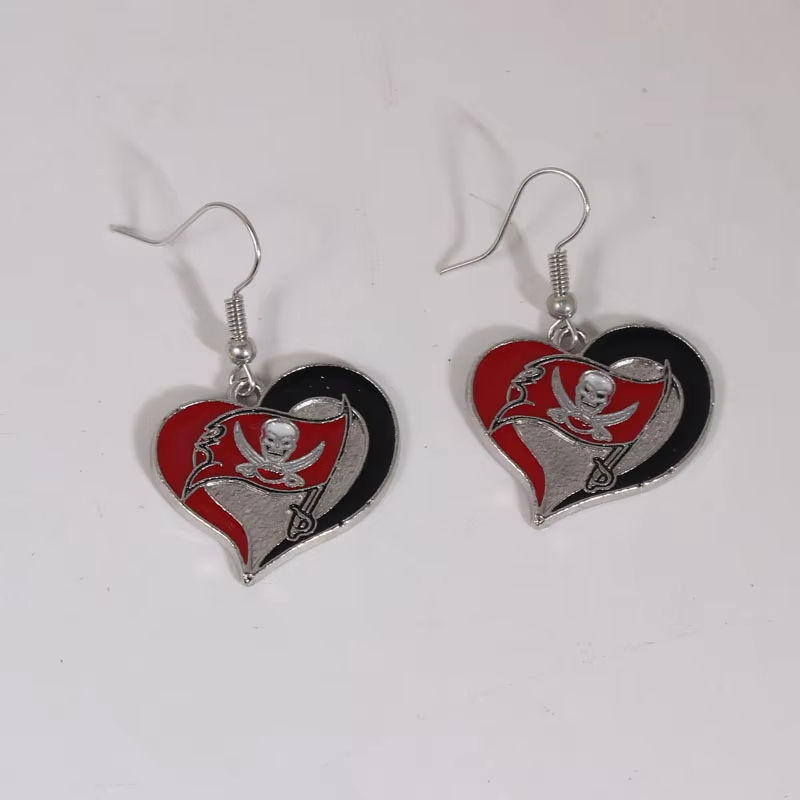 Wholesale Us Football Team Peach Heart Enamel Alloy Metal Charms Nfl Team Chiefs Earrings