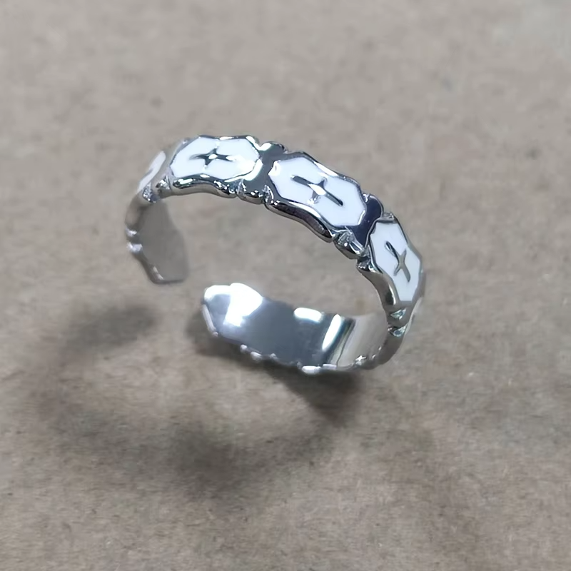 Wholesale White Resin Stainless Steel Ring – 5mm Adjustable Wedding Party Band for Women