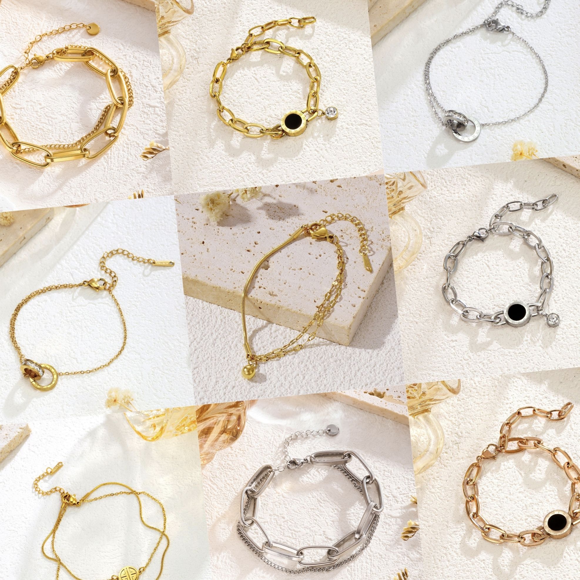 Wholesale of Fashionable Women's Titanium Steel Bracelets Electroplated with 18K Gold INS Stainless Steel Simple Bracelets