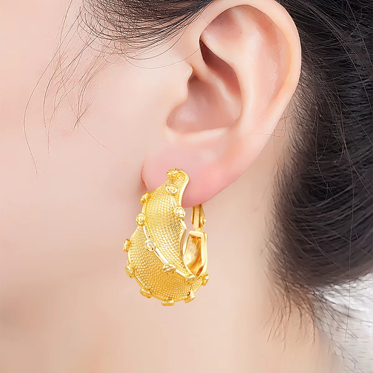 Women's Hip-Hop Style 6 Styles Stud Earrings New Trendy Irregular Geometric Circle Zircon Ear Jewelry Wholesale Gift