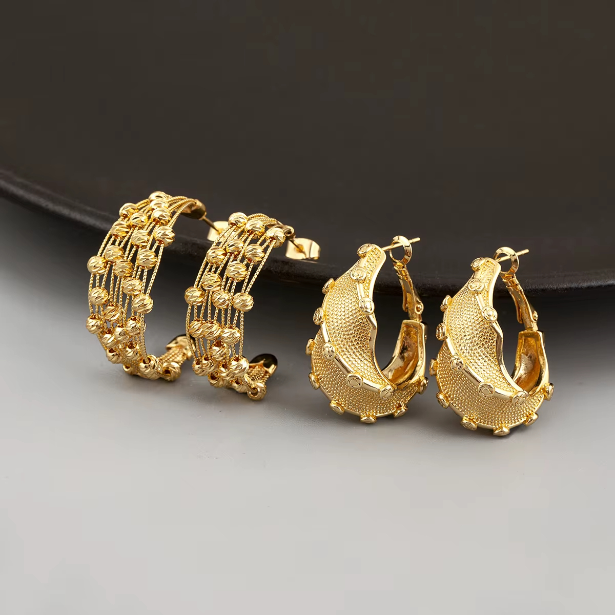 Women's Hip-Hop Style 6 Styles Stud Earrings New Trendy Irregular Geometric Circle Zircon Ear Jewelry Wholesale Gift