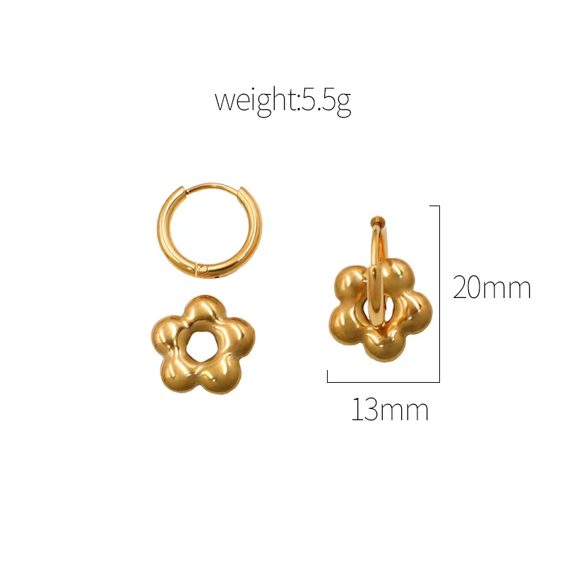 Women's Romantic Retro Geometric Stud Earrings Diamond-Embellished Stainless Steel Gold Plating Bezel Setting Simple Floral